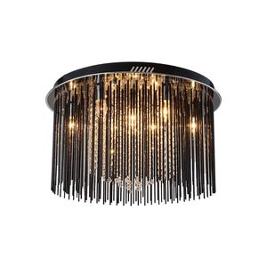 Lustre de cristal preto lâmpada do teto contemporânea luxo decoração do quarto montagem embutida luminária teto