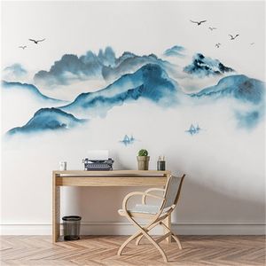 Wholesale vintage murals for sale - Group buy 70 cm Chinese Style Wash Painting Vintage Poster Vinyl Wall Sticker Landscape Mural Living Room Home Decor Wallpaper Y200103