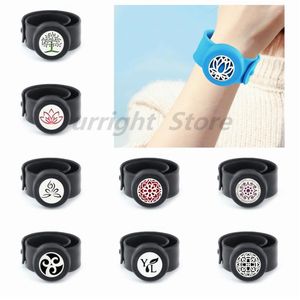 Tennis Flower Lotus Kids Gift Repellent Diffuser Bracelet 12colors Can Choose 25mm Essential Oil Locket Bangle 10Pads