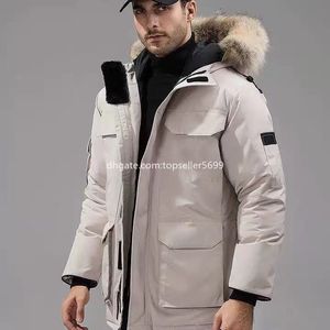 Wholesale yellow rib resale online - Winter Down Jackets outdoor leisure canada down coats windproof Men s overcoat Waterproof and snow proof Jacket Thick colla real wolf fur stylish classic adventure