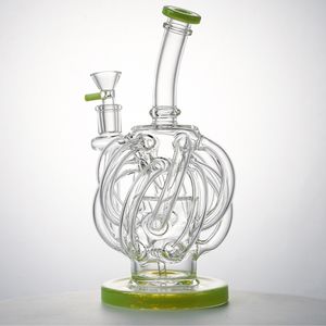 Vortex Glass Bong Dab Rig Hohadahs Tornado Cyclone Recycler Rigs 12リサイクルターチューブ水道パイプ14mmジョイントボウンXL137