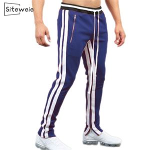 Siteweie Mężczyźni Pełna długość Spodnie Moda Patchwork Kolor Spodnie dresowe Siłownia Trening Fitness Joggers Spodnie Sportowe Spodnie L581 X0615