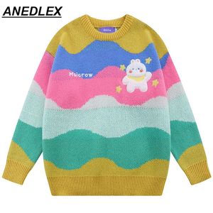 Wholesale rainbow snow for sale - Group buy Men s Sweaters Streetwear Harajuku Knitted Sweater Hip Hop Rainbow Cute Snow Embroidery Pullover Men Women Winter Cotton Casual