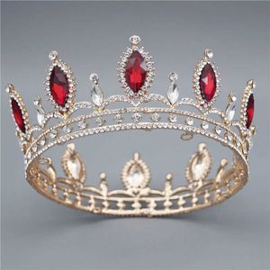 Corona nuziale Cristallo rosso / blu Strass Diademi e corone Accessori per gioielli per capelli da sposa Regina barocca Copricapo con diadema X0726