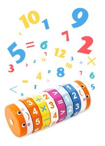 Dziecko cyfrowe arytmetyczne wielokolorowe alfabetyczne cylindryczne kostki matematyka dla dzieci Baby Montessori Drewniana edukacyjna zabawka H1009