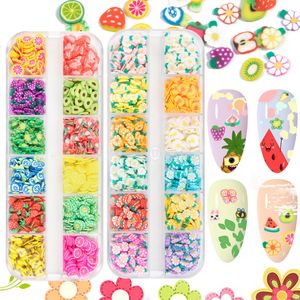 Mjuka lera blommor Nail Art Decorations Fruit Animal DIY Nails Stickers Manicure Decor Dekal
