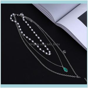 Chains Necklaces & Pendants Jewelrychains Vintage Multi-Layer Crystal Pendant Necklace Woman Heart Set Chain Palm Choker1 Drop Delivery 2021
