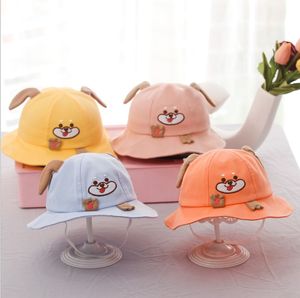 Weiche Baumwolle Sommer Baby Sonnenhut Cartoon Bär Baby Caps Infant Jungen Mädchen Eimer Hut Denim Baumwolle Kleinkind Kinder Traktor kappe