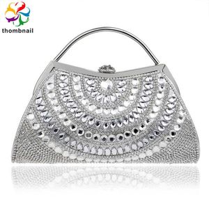 Wholesale night clutch bags resale online - Silver Color Handbag Bling Purse Women Party Night Club Evening Clutch Bag Luxury Diamond Q0709