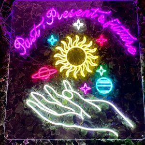 Nachtverlichting Custom Verjaardag Design Led Neon Sign Party Light Acrylic Past Presenture Stars Planet Hang Up Schroef Wanddecoratie