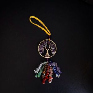7 Chakra Natural Stone Yoga Reiki Healing Crystal Amethyst Tiger Eye Tree of Life Pendant Car Bag Hanging Jewelry Accessories home decor