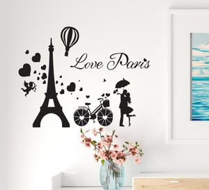 Wall Stickers Decal Paris France Love Romance Room Decoration Sticker Waterproof Detachable Home Fashion Decor KT17