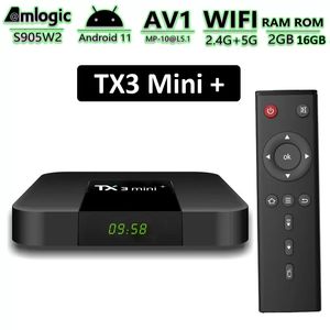 TX3 Mini + Android TV Kutusu Amlogic S905W2 2 GB 16 GB Akıllı TVBOX Destekleri 2.4 g / 5g Çift Bant Wifi BT Media Player Disply TX3 Mini Artı Android11 ​​ile