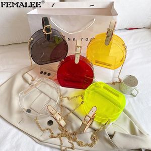 Schulter Taschen Mode Frauen Gelee Candy Farbe Handtaschen 2021 Klar Design Umhängetaschen Geldbörsen Luxus Transparent Mujer Bolsas