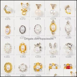 Dekorasyonlar Salon Sağlığı Beauty20pcs/Lot Altın ve Sier Kenar İnci Oval Serisi Alaşımlı Rhinestone 3D Charm DIY Tırnak Sanat Tasarım Dekoratif