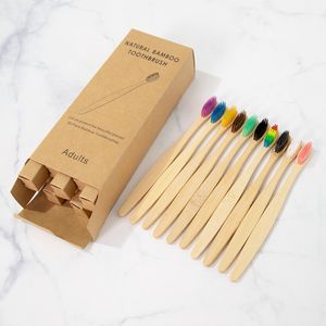 10PCS Colorful Toothbrush Natural Bamboo Tooth Brush Set Soft Bristle Charcoal Teeth Eco Toothbrushes Dental Oral Care