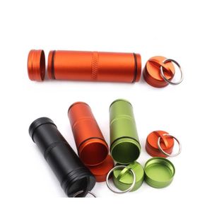 100st Camping Survival Vattentät piller Box Container Aluminium Medicine Bottle Key Chain Outdoor Emergency Travel Tool