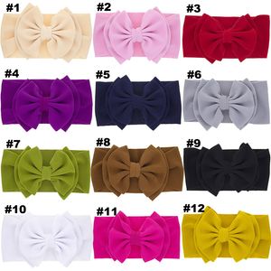 Hair Accessories Solid Double Bow Hairband Baby Girls Color Matching Big Bowknot Headband 24 Colors newborn photo headwear M3534
