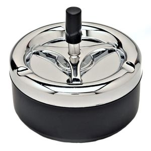 Wholesale spinning ashtray for sale - Group buy NOCM Round Push Down Cigarette Ashtray with Spinning Tray Black C0223