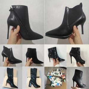 2022 Designer Boots Womens Booties So Kate Spike Hoge Hakken CM Knie enkel Zwart Navy Lederen Fluwelen Winter Booties Mode