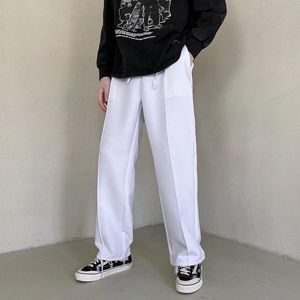 Pantaloni da uomo stile giapponese da uomo larghi con coulisse vita elastica tinta unita pantaloni larghi dritti sottili e leggeri a gamba larga casual