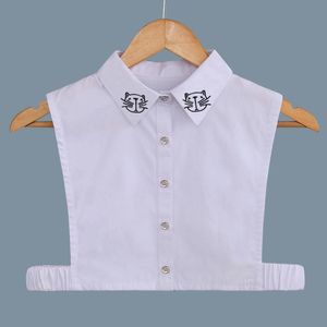 Бантики вышивка фальшивые ошейники для женщин белая рубашка свитера блузка топы ложные сплошные цвета съемный воротник из искусственного сокса