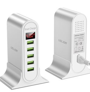 2021 carregador USB com 5 portas para Xiaomi, estação de carregamento com display LED, telefone universal, europeu, EUA e British Plug Free DHL