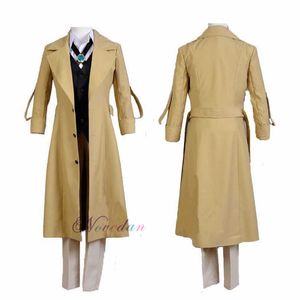 Bungo Stray Dogs Dazai Osamu Cosplay Anime Costume Lungo Giacca Cappotto Vestito Adulto Uomini Halloween Costume di Natale Y0903