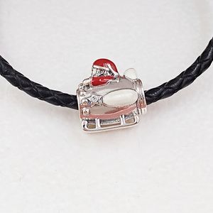 pandora christmas charms authentic jewelry making womens braclets mens sterling silver chain beads Santa in Space Clear CZ & Multi-Colored Enamel fit gift797523ENMX