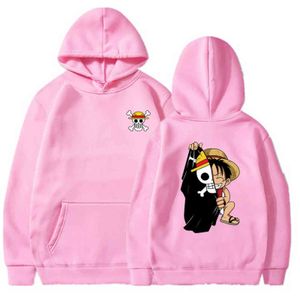 Anime ett stycke hoodies män kvinnor mode luffy pullover oversized hoodie svettar barn hip hop coat boys mens kläder sudaderas y211122