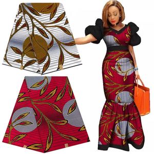 100% bomull Ankara Afrika Tryck Tyg Real Wax Pagne Tissu Sy Material för Craft Party Dress DIY Floral Patterns 210702