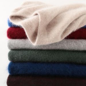 100% Mink Cashmere Camisola Homens Outono Inverno Clássico Simples Básico Básico Pullover Sweter Jumper Masculino Roupas Puxe Homme Hiver