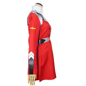 Zero dois trajes cosplay anime querida no franxx 02 vestido uniforme ternos headwear wig mulheres traje de halloween y0913