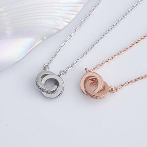 Wholesale simple wedding gifts resale online - Pendant Necklaces Interlocking Round Rhinestone Classic Women s Necklace Simple Exquisite Fashion Jewelry Birthday Wedding Gifts
