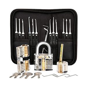 Locksmith supplies 17 PCS GOSO opening tools lock picks tool opener with 3 Transparent practice padlock multi-function sets