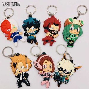 10 pcs desenhos animados quadrinhos meu herói academia keychain pvc anime figura 3d duplo lado chave chaveiro chaveiro kids kitchet chaveiro chave h0915