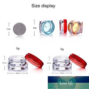 Butelki do pakowania Przezroczyste plastikowe Jar Cream Cream Square Container Lip Gloss Mini Travel Packaging 3G 5G za darmo