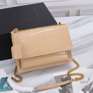 Designer crossbody bag High quality luxury handbags purses crocodile style flap pocket SUNSET medium women chain leather shoulder bags fashion tote Cross body