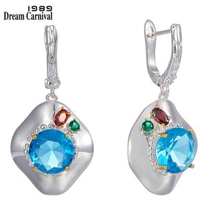 DreamCarnival1989 Sky Blue Zirconia Drop Earrings for Women Wedding Lady Dangle Deluxe Jewelry Radiant CZ Party Must Have WE4002 210706