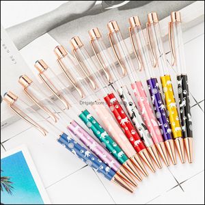 Suprimentos Escola de Escritório Negócios Negócios Desenhos Animados Industrial DIY Tubo Vazio Metal Ballpoint Pens Student Escrevendo Presente Auto-preenchimento Glitter Flutuante