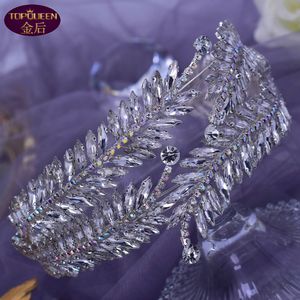 Magic Double Strand Diamond Tiara da sposa Barocco Bella corona Sposa Gioielli da donna Corone di diamanti Accessori per la corona nuziale della sposa Corona del palazzo retrò europea