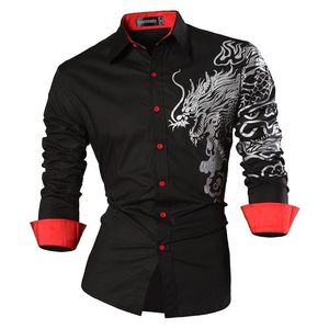 Sportrendy мужская рубашка платье повседневная длинный рукав Slim Fit Fashion Dragon стильный jzs041 210721