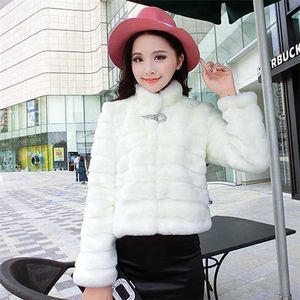 Zadorin Zima Elegancki Diament Clip Faux Fur Coat Kobiety Stojak Kołnierz White Fluffy Jacket Manteau Fourrure Hiver 211220