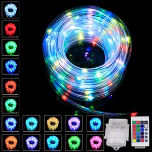 LED Tube Rope Light String Lights 16 Colors Available Set Single Color PVC Strip for Outdoor Garland Lawn Tree Home Christmas Decoration with Remote