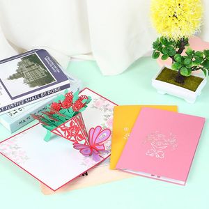 Wholesale sympathy flowers for sale - Group buy Greeting Cards Invitation Laser Cut Rose Flower Card D For Birthday Anniversary Festival Get Well Sympathy