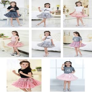 Cute Pink Bow Tutu Skirt Bambini Princess Girls Net Garza Ball Gown Gonne Regalo di compleanno per bambini Stelle Stampa all'ingrosso 2737 Y2