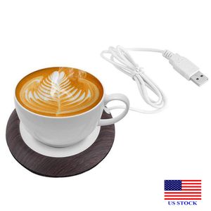 USB Cup Warmer Warmte Drinken Mok Mat Office Tea Coffee Tool Heater Pad Dark Wood Thermoses H0052 VS Stock Snelle levering