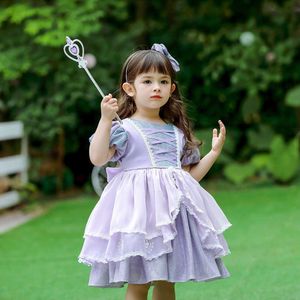 2PCS Sommer Baby Mädchen Lolita Prinzessin Kleid Kinder Lila Spanisch Vintage Kleider Für Kinder Geburtstag Party Boutique Kleidung 210615