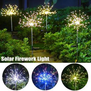 Solar Lamps 90 120 150LED Fireworks Lights Waterproof Dandelion Outdoor Fairy Light For Garden Lawn Landscape Holiday