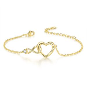 Mulheres de strass infinito de mulher amor coração pulseira de jóias de cobre número 8 Corrente charme pulseiras para namorada acessórios de presente